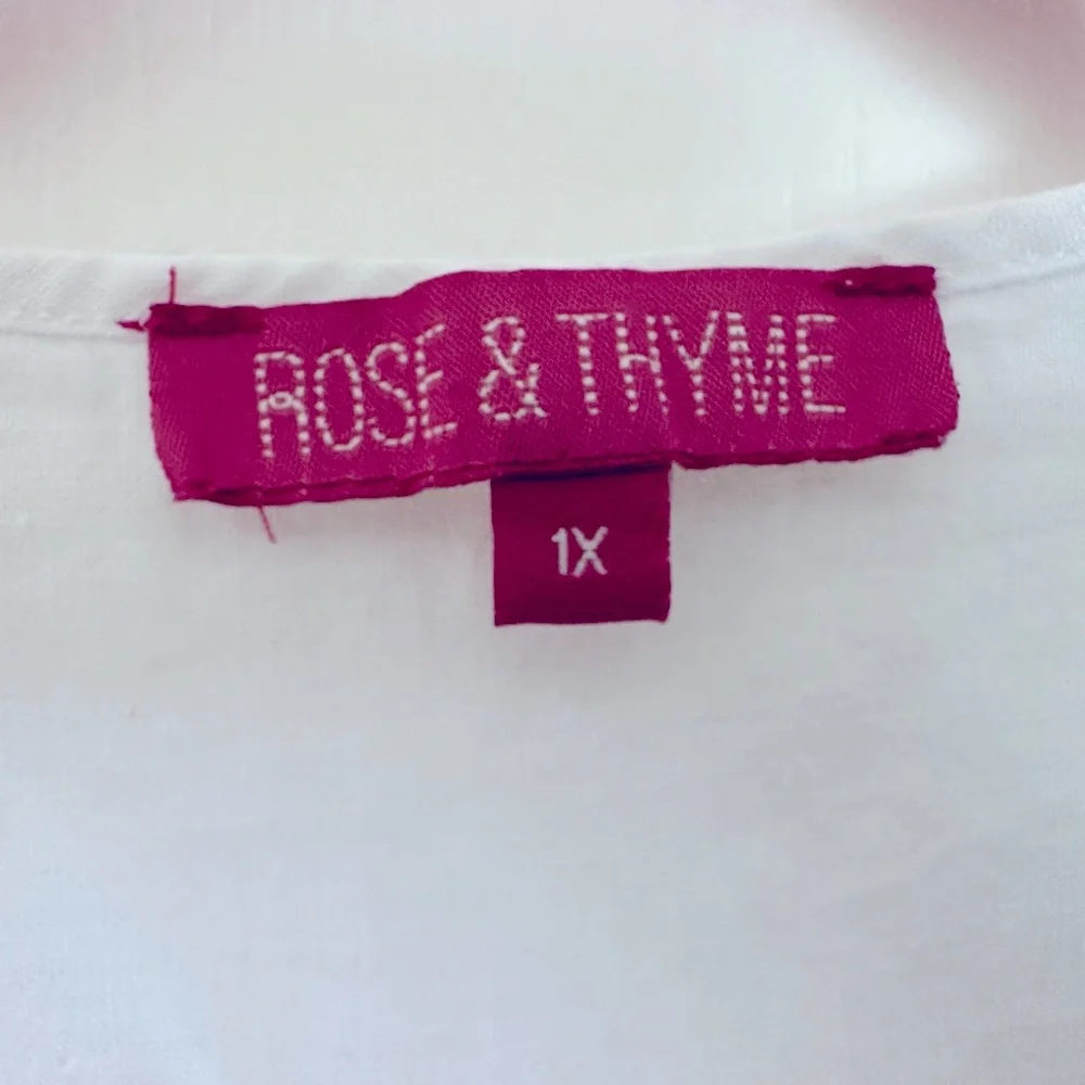 Rose & Thyme White Sleeveless Linen Blend Top With Eyelet Trim Size 1X - Picture 8 of 8